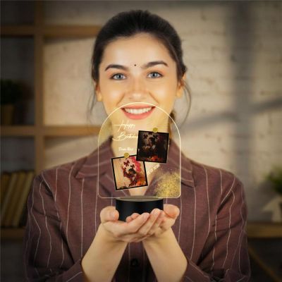 Personalized Acrylic Printed Happy Birthday LED Table Lamp with Warm White Light Birthday Gift for Girlfriend, Wife, Cousin , Sister, Family & Friends